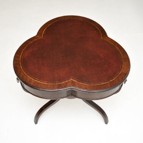 fig 1. Antique Mahogany Leather Top Occasional Table
