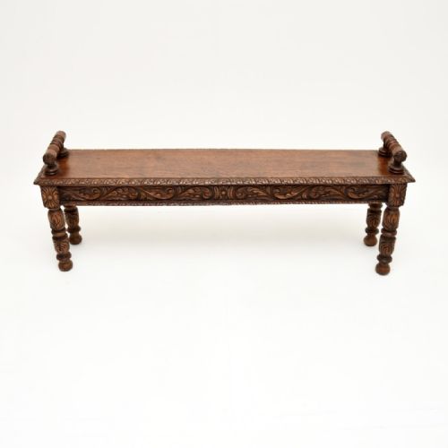 fig 1. Antique Victorian Carved Oak Bench