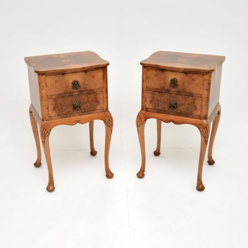 Pair of Antique Burr Walnut Bedside Cabinets
