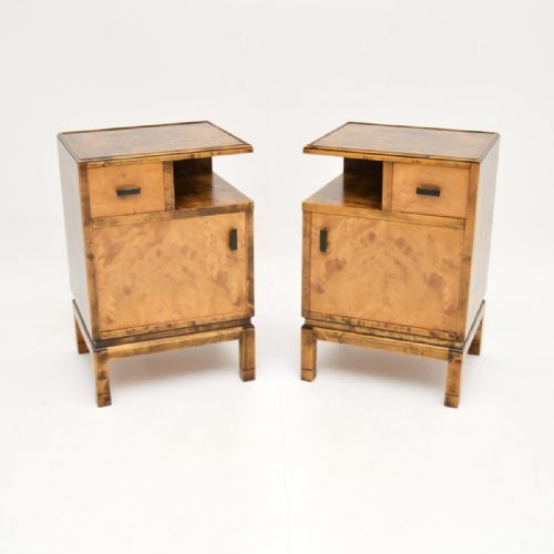 Pair of Swedish Art Deco Bedside Cabinets in Satin Birch
