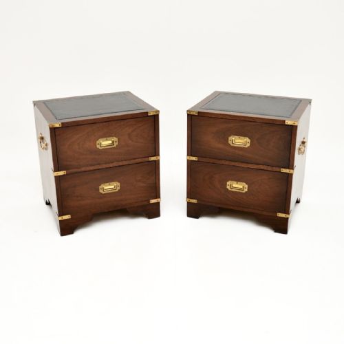 Pair of Antique Military Campaign Style Mahogany Bedside Chests
