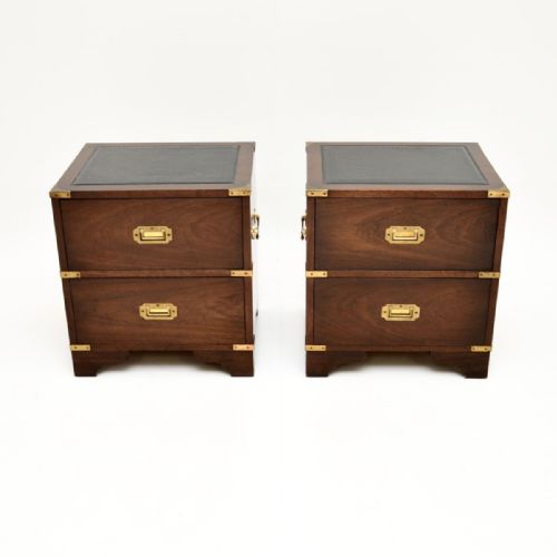 fig 1. Pair of Antique Military Campaign Style Mahogany Bedside Chests