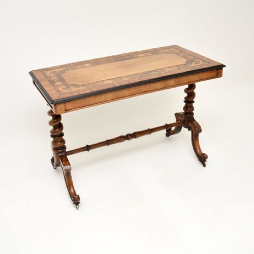 Antique Victorian Inlaid Marquetry Library Table / Desk
