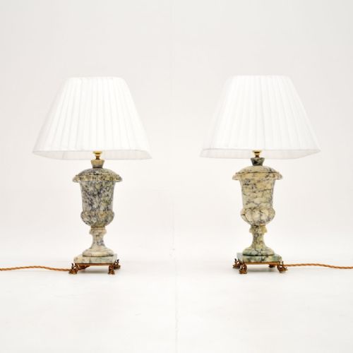 Pair of Antique Marble Table Lamps
