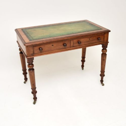 Antique Victorian Mahogany Leather Top Writing Table
