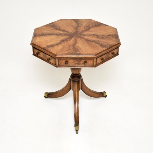Antique Flame Mahogany Octagonal Drum Table
