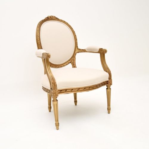 Antique French Giltwood Salon Chair
