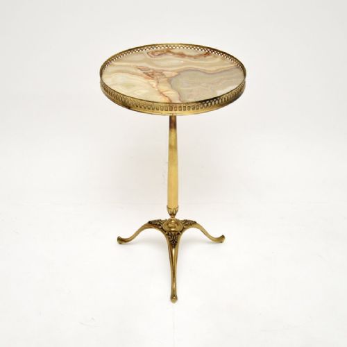 Antique French Brass and Onyx Side Table
