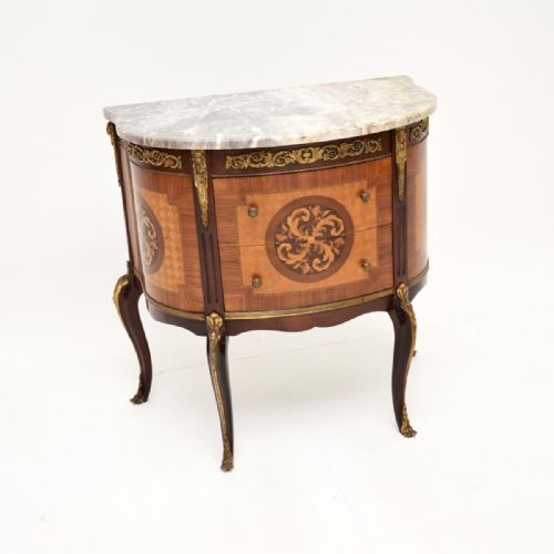 Antique French Inlaid Marble Top Cabinet
