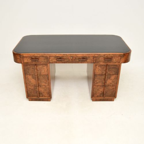 fig 1. Art Deco Burr Walnut Leather Top Partners Desk