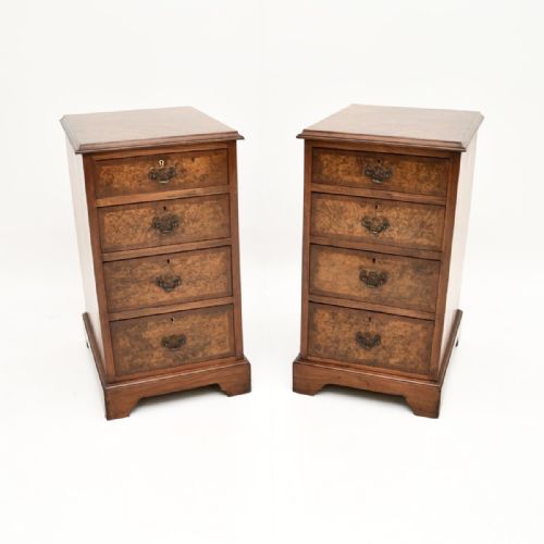 Pair of Antique Burr Walnut Bedside Chests
