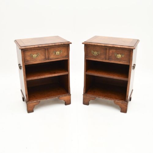 Pair of Antique Burr Walnut Bedside Cabinets
