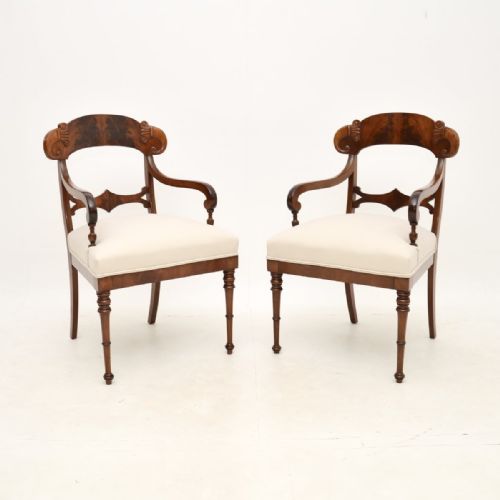 Pair of Antique Swedish Mahogany Armchairs
