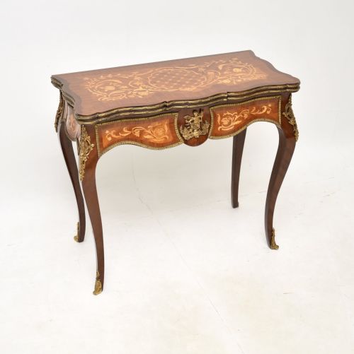 Antique French Inlaid Marquetry Card / Console Table

