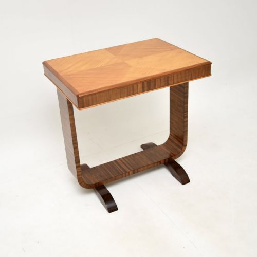Art Deco Satin Birch and Walnut Occasional Side Table
