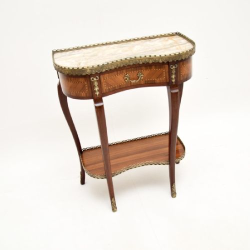 Antique French Marble Top Kidney Side Table
