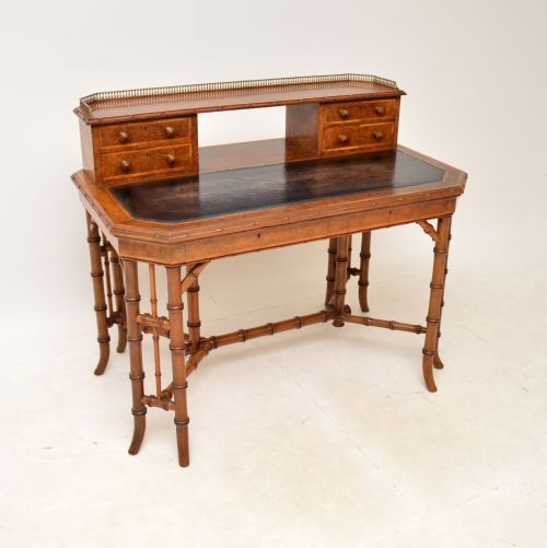 Antique Burr Walnut Writing Desk by Howard & Sons
