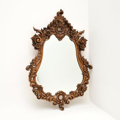 Antique French Carved Walnut Mirror

