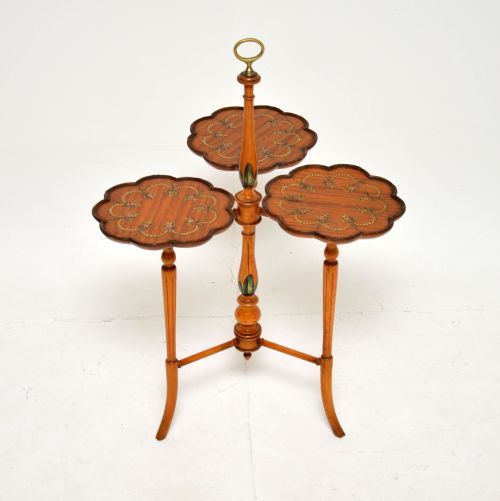 Antique Edwardian Painted Satin Wood Cake Stand

