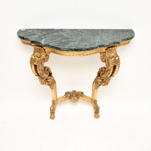 Antique French Giltwood Marble Top Console Table
