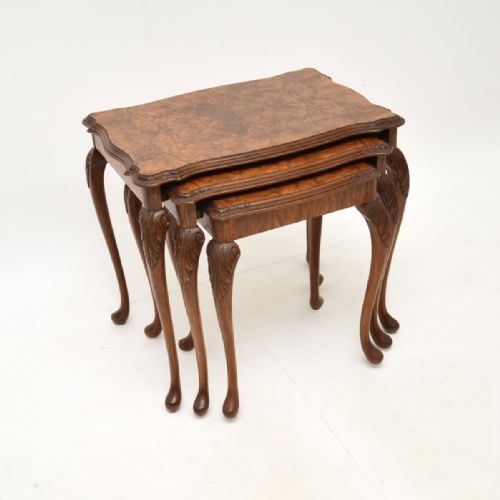 Antique Burr Walnut Nest of 3 Tables
