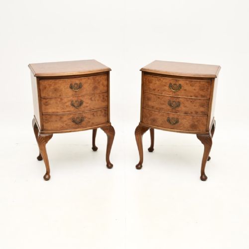 Pair of Antique Burr Walnut Bedside Chests
