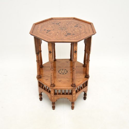 Antique Inlaid Olive Wood Occasional Side Table
