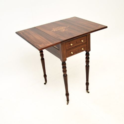fig 1. Antique Victorian Inlaid Rosewood Drop Leaf Side Table