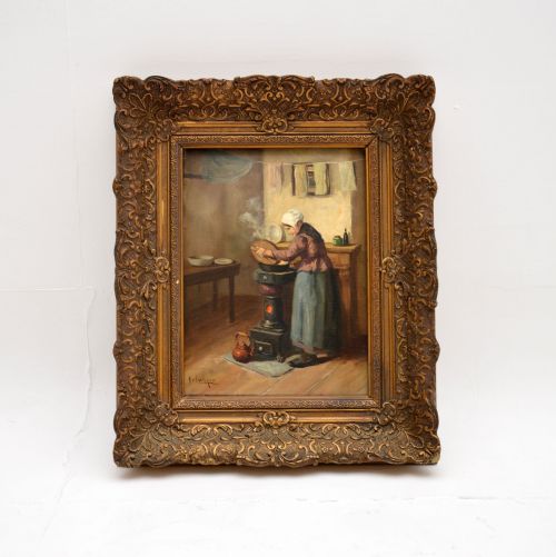 Antique Dutch Oil Painting by Hv Langen
