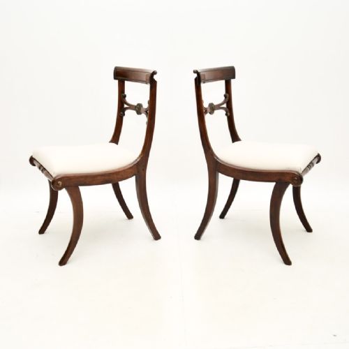 fig 1. Pair of Antique Regency Period Mahogany Side Chairs