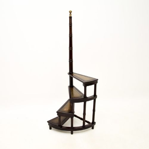 fig 1. Antique Mahogany and Leather Library Steps