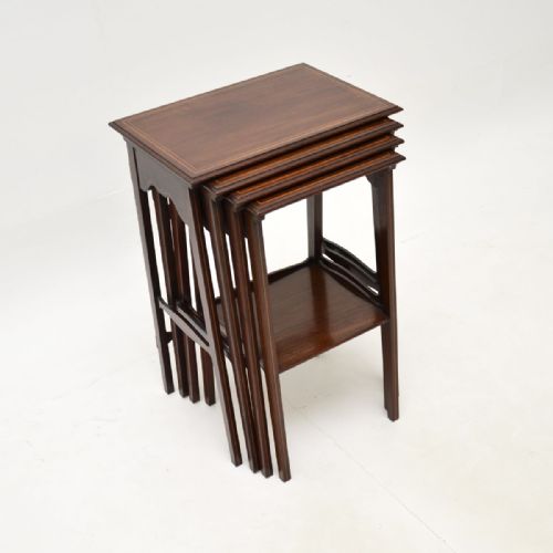 Antique Edwardian Inlaid Mahogany Nest of Four Tables
