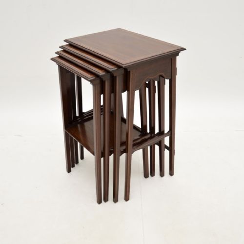 fig 1. Antique Edwardian Inlaid Mahogany Nest of Four Tables