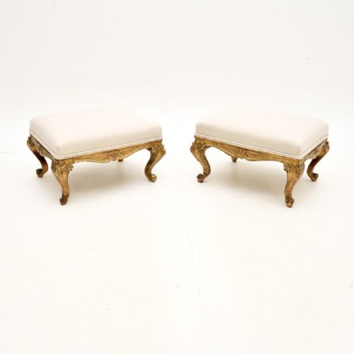 Pair of Antique French Giltwood Foot Stools
