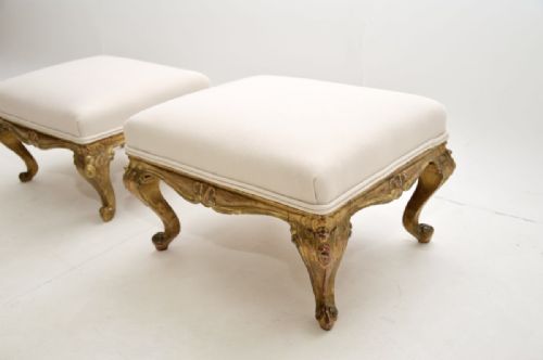 fig 1. Pair of Antique French Giltwood Foot Stools
