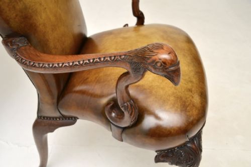fig 2. Antique Irish Georgian Period Walnut and Leather Armchair
