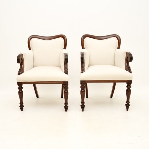 fig 1. Pair of Antique William IV Period Mahogany Armchairs