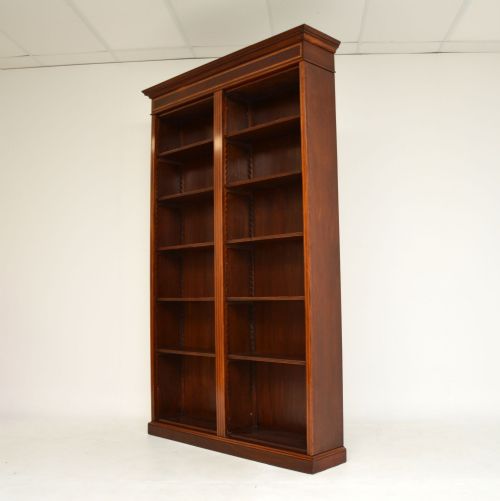 fig 1. Antique Sheraton Style Inlaid Mahogany Open Bookcase