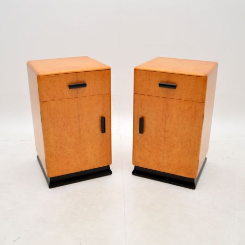 Pair of Art Deco Birds Eye Maple Bedside Cabinets
