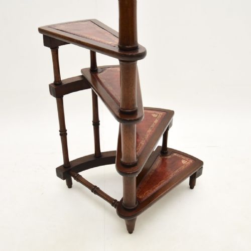 fig 1. Antique Mahogany and Leather Library Steps