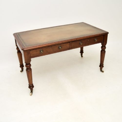 Antique Victorian Mahogany Leather Top Writing Table
