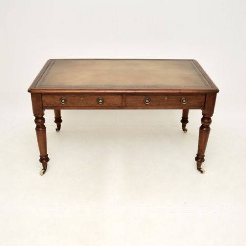 fig 1. Antique Victorian Mahogany Leather Top Writing Table