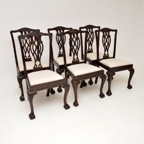 Set of 6 Antique Mahogany Chippendale Style Dining Chairs
