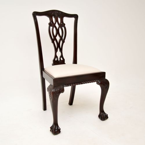 fig 1. Set of 6 Antique Mahogany Chippendale Style Dining Chairs