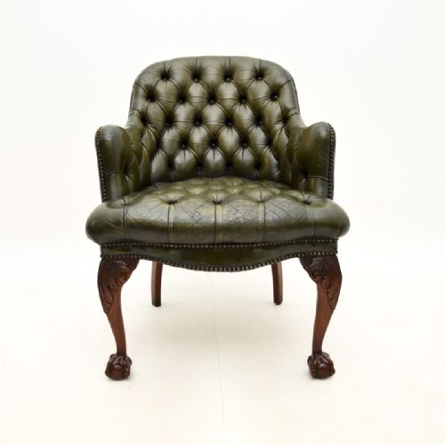 fig 1. Antique Leather Desk Chair / Armchair