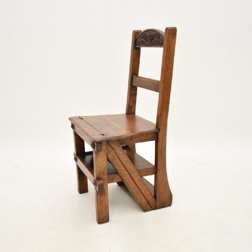 Antique Victorian Oak Metamorphic Chair / Library Steps
