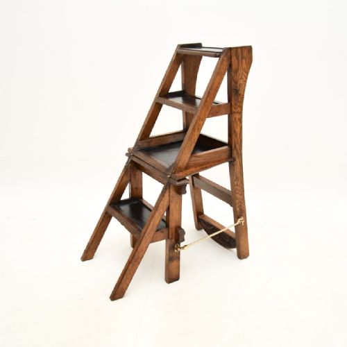 fig 1. Antique Victorian Oak Metamorphic Chair / Library Steps
