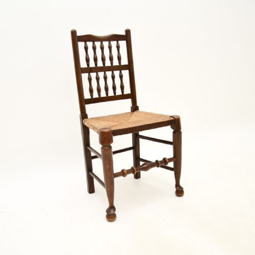 fig 1. Set of Four Antique Georgian Lancashire Dining Chairs in Elm