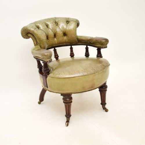 Antique Victorian Leather Captains Chair
