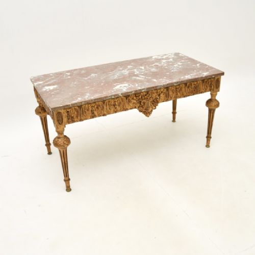 Antique French Giltwood Marble Top Coffee Table